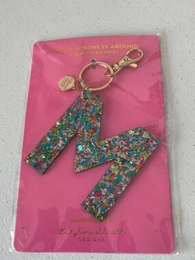 Taylor Elliott Multicolor Confetti 'M' Key & Card Holder Charm